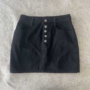 Brandy Melville John Galt Black Denim Button-up Mini Skirt